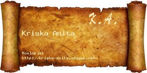 Kriska Anita névjegykártya